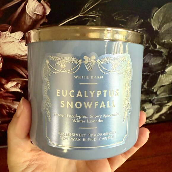 NEW 2-Pc Eucalyptus Snowfall & Cranberry & Eucalyptus 3-Wick 14.5 oz Candles BBW - Picture 4 of 5